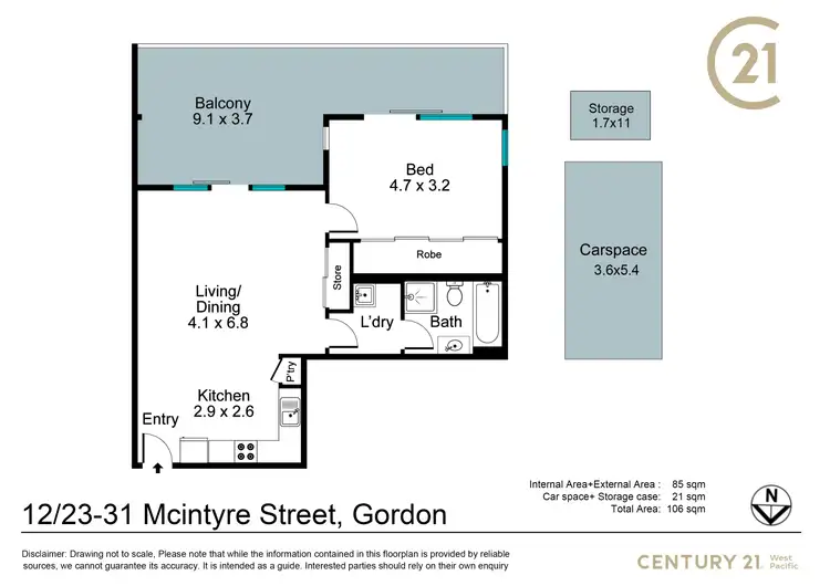 Floorplan of Homely apartment listing, 12/23-31 Mcintyre Street, Gordon NSW 2072