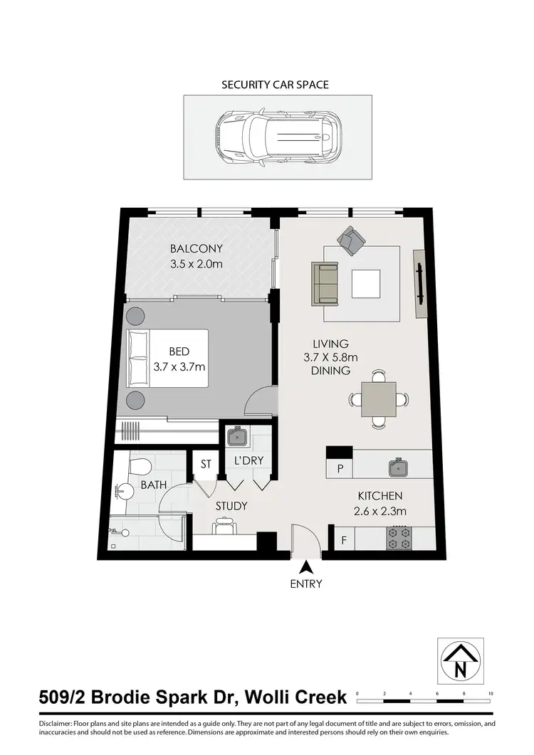 Floorplan of Homely apartment listing, 509/2 Brodie Spark Drive, Wolli Creek NSW 2205