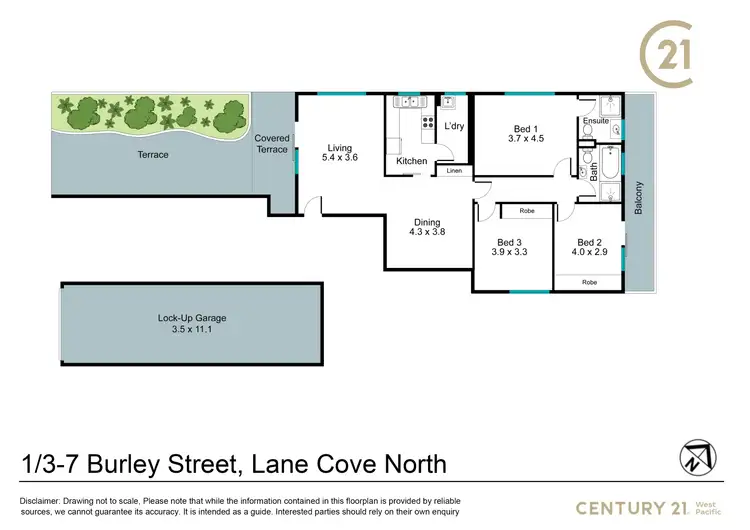 Floorplan of Homely apartment listing, 1/3-7 Burley Street, Lane Cove North NSW 2066