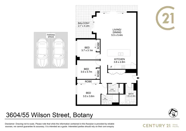 Floorplan of Homely apartment listing, 3604/55 Wilson Street, Botany NSW 2019