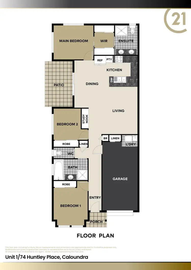 Floorplan of Homely semi-detached listing, 74 Huntley Place, Caloundra West QLD 4551