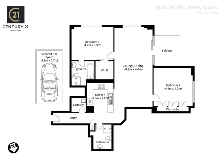 Floorplan of Homely apartment listing, 5102/393 Pitt Street, Sydney NSW 2000