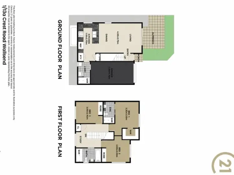 Floorplan of Homely house listing, 1/13A Crest Road, Wallsend NSW 2287