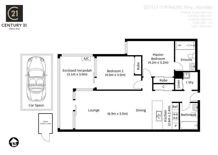 Floorplan of Homely apartment listing, 25/117-119 Pacific Highway, Hornsby NSW 2077