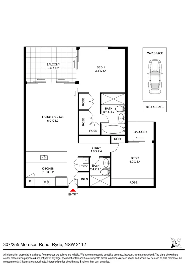Floorplan of Homely apartment listing, 307/255 Morrison Road, Ryde NSW 2112