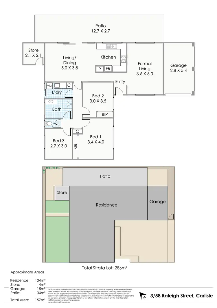 Floorplan of Homely villa listing, 3/58 Raleigh Street, Carlisle WA 6101