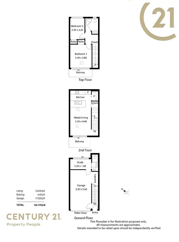 Floorplan of Homely townhouse listing, 15/22 Euston Walk, Mawson Lakes SA 5095