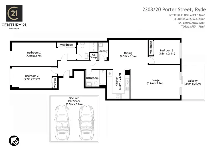 Floorplan of Homely apartment listing, 2208/20 Porter Street, Ryde NSW 2112