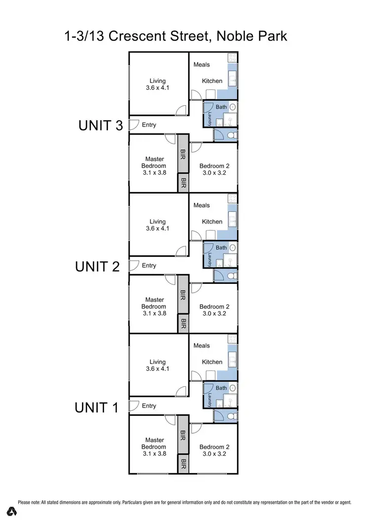Floorplan of Homely block of units listing, 1-3/13 Crescent Street, Noble Park VIC 3174