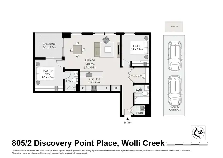 Floorplan of Homely apartment listing, 805/2 Discovery Point Place, Wolli Creek NSW 2205