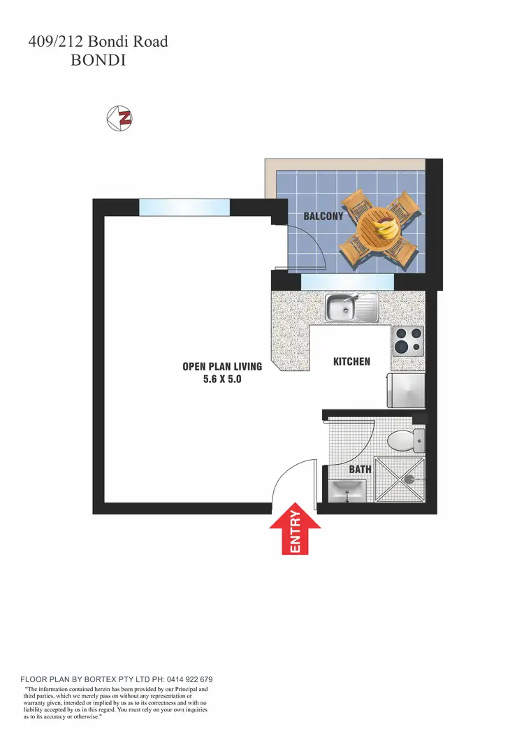 Floorplan of Homely studio listing, 409/212 Bondi Road, Bondi NSW 2026