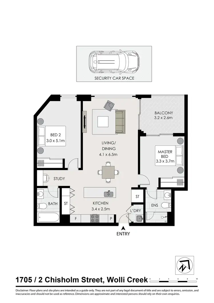 Floorplan of Homely apartment listing, 1705/2 Chisholm Street, Wolli Creek NSW 2205