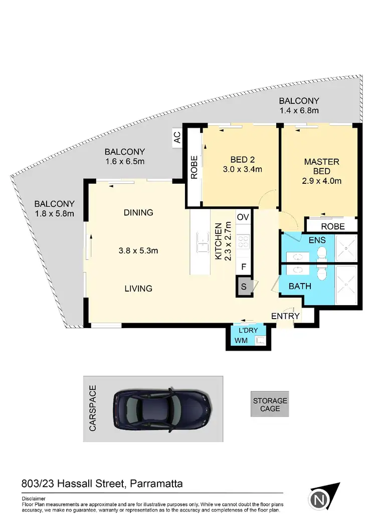 Floorplan of Homely apartment listing, 803 23 Hassall Street, Parramatta NSW 2150