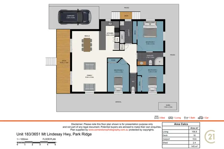 Floorplan of Homely retirement listing, 183 / 3651 Mount Lindesay Highway, Park Ridge QLD 4125