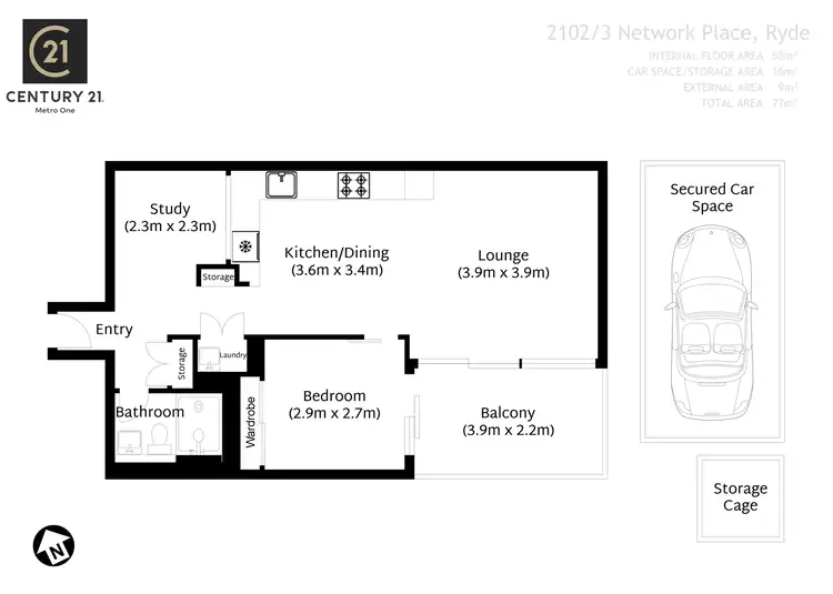 Floorplan of Homely apartment listing, 2102/3 Network Place, North Ryde NSW 2113