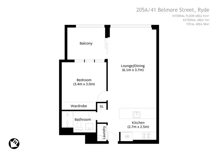 Floorplan of Homely apartment listing, 205A/41 Belmore Street, Ryde NSW 2112