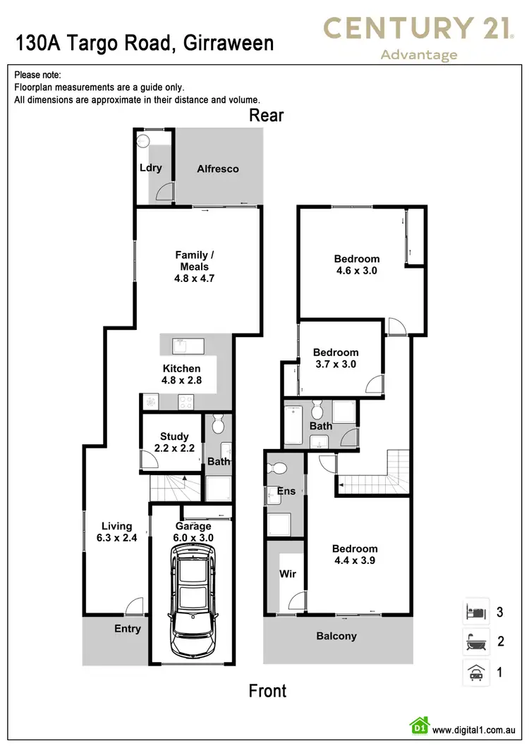 Floorplan of Homely semi-detached listing, 130A Targo Road, Girraween NSW 2145