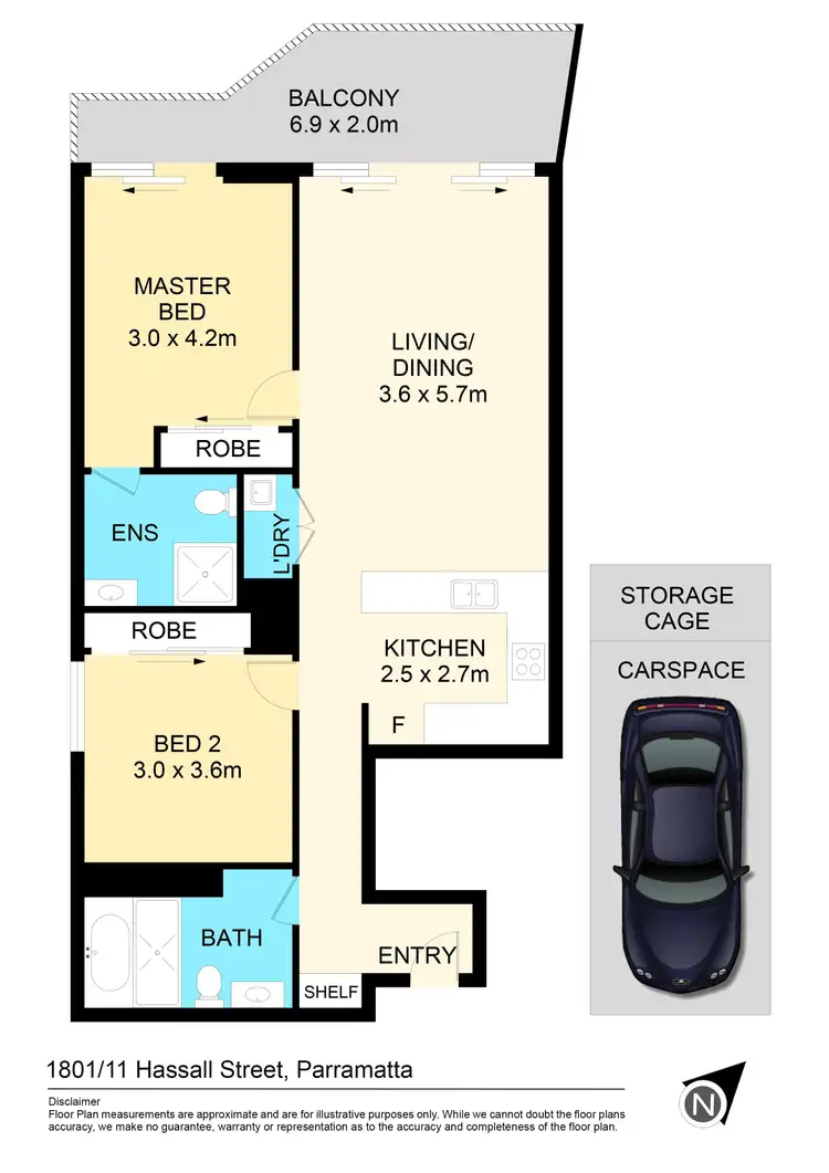 Floorplan of Homely apartment listing, 1801/11 Hassall Street, Parramatta NSW 2150