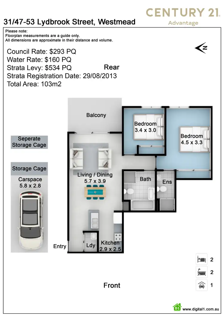 Floorplan of Homely apartment listing, 31/47-53 Lydbrook Street, Westmead NSW 2145
