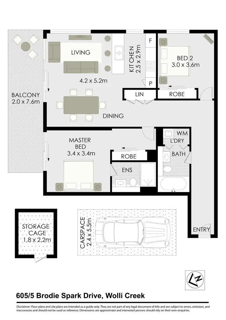 Floorplan of Homely apartment listing, 605/5 Brodie Spark Drive, Wolli Creek NSW 2205