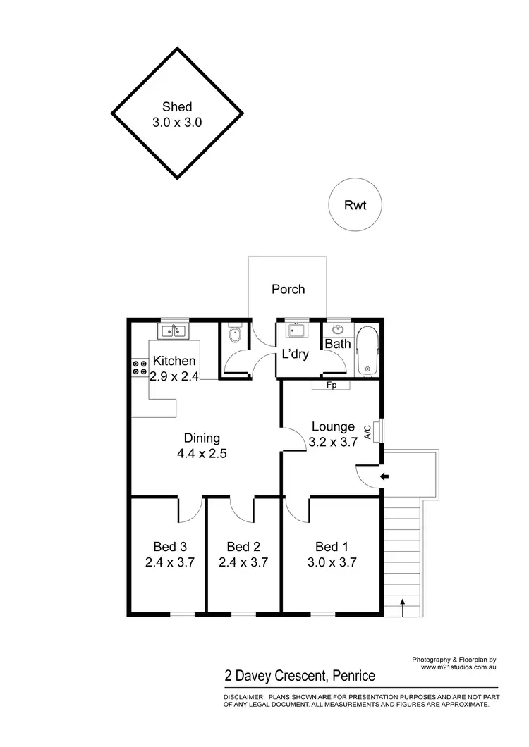 Floorplan of Homely semi-detached listing, 2 Davey Crescent, Penrice SA 5353