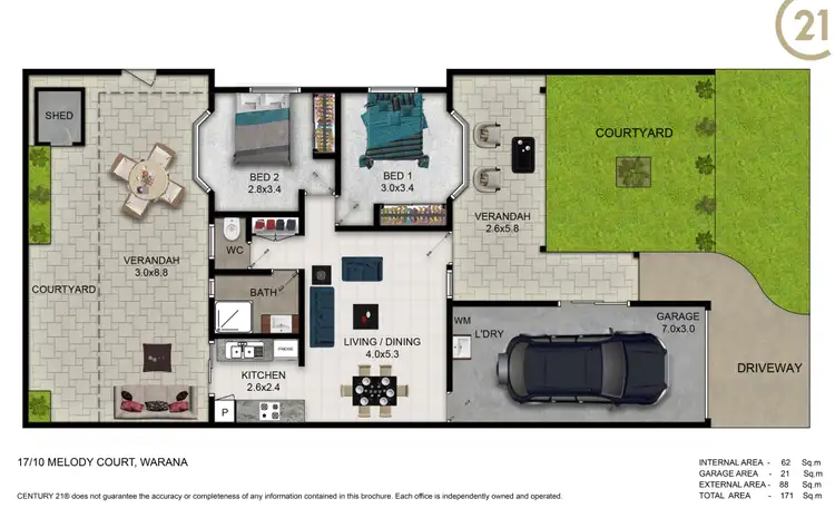 Floorplan of Homely unit listing, 17/10 Melody Court, Warana QLD 4575