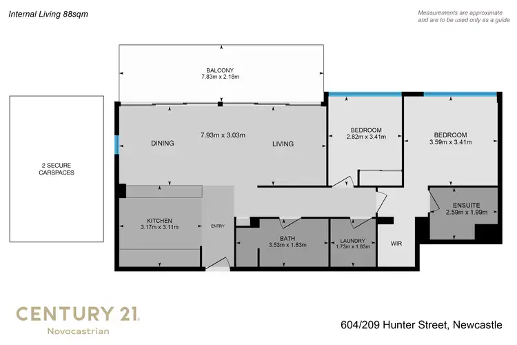 Floorplan of Homely apartment listing, 604/209 Hunter Street, Newcastle NSW 2300