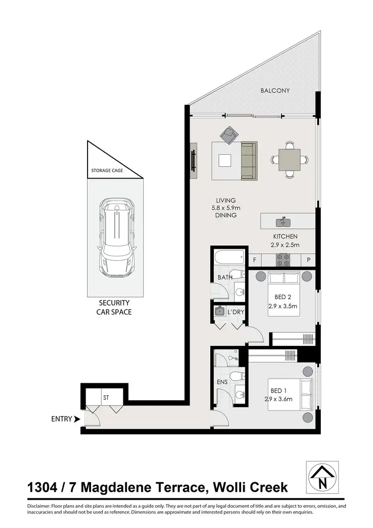 Floorplan of Homely apartment listing, 1304/7 Magdalene Terrace, Wolli Creek NSW 2205
