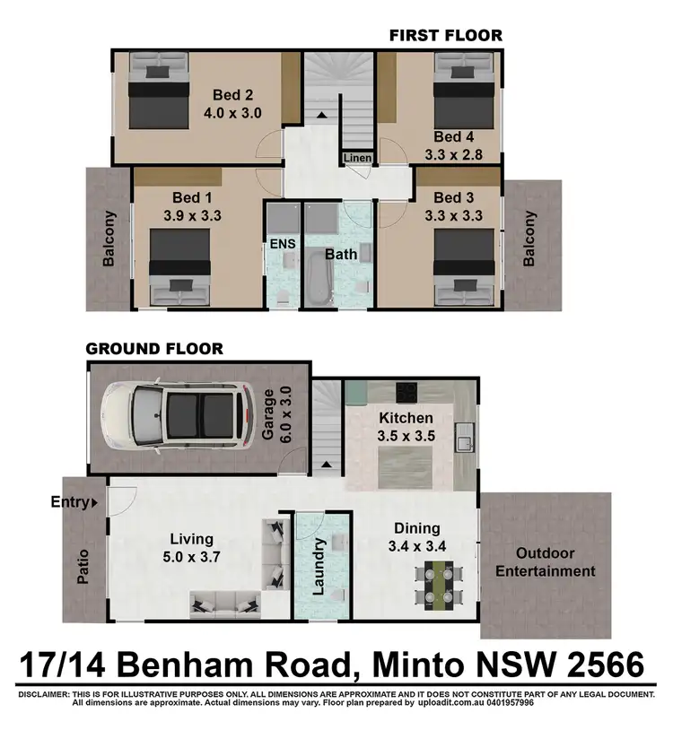Floorplan of Homely semi-detached listing, 17/14 Benham Road, Minto NSW 2566