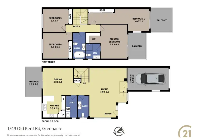 Floorplan of Homely semi-detached listing, 1/49 Old Kent Road, Greenacre NSW 2190