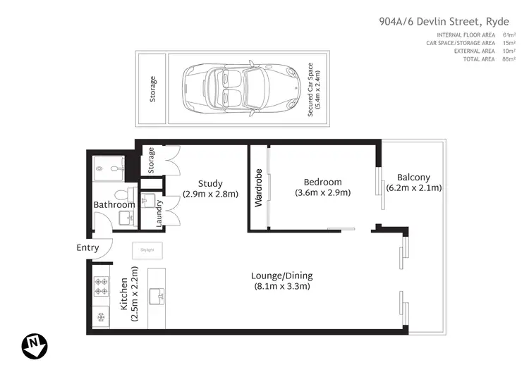 Floorplan of Homely apartment listing, 904A/6 Devlin Street, Ryde NSW 2112