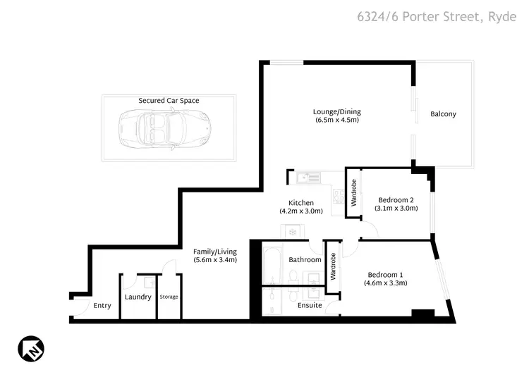 Floorplan of Homely apartment listing, 6324/6 Porter Street, Ryde NSW 2112