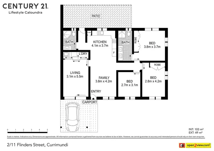 Floorplan of Homely semi-detached listing, 2/11 Flinders Street, Currimundi QLD 4551