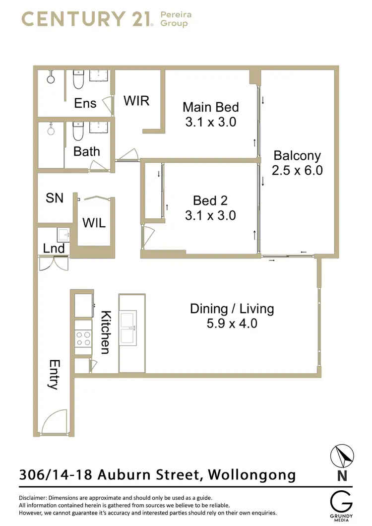 Floorplan of Homely unit listing, Unit 306/14-18 Auburn Street, Wollongong NSW 2500