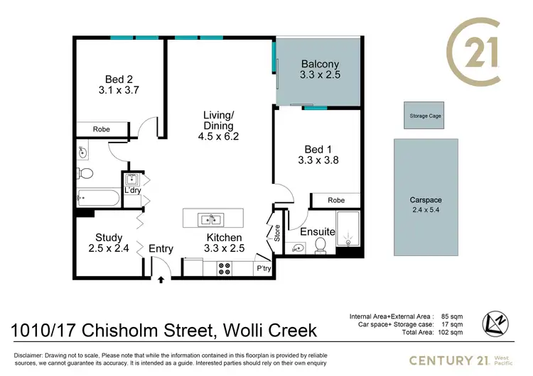 Floorplan of Homely apartment listing, 1010/17 Chisholm Street, Wolli Creek NSW 2205