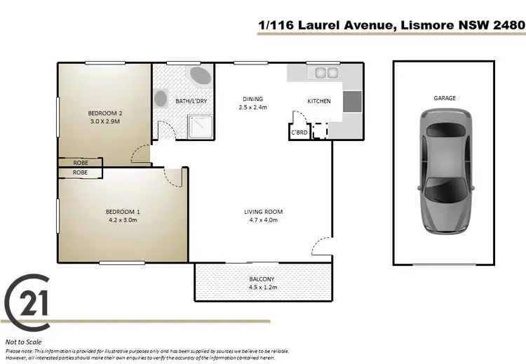 Floorplan of Homely unit listing, 1/116 Laurel Avenue, Lismore NSW 2480
