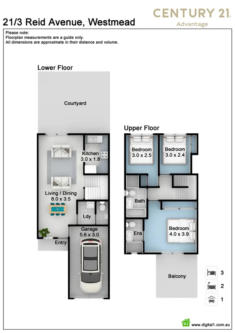 Floorplan of Homely townhouse listing, 21/3 Reid Avenue, Westmead NSW 2145