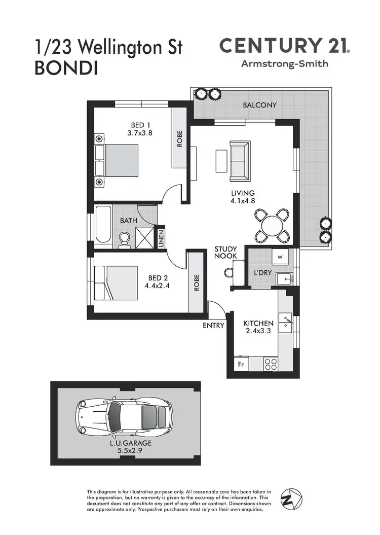Floorplan of Homely apartment listing, 1/23 Wellington Street, Bondi NSW 2026