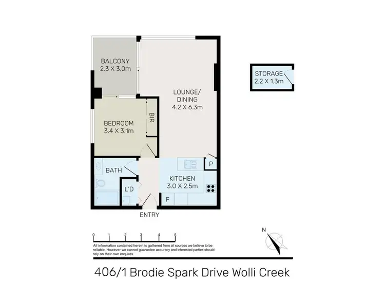 Floorplan of Homely apartment listing, 406/1 Brodie Spark Drive, Wolli Creek NSW 2205