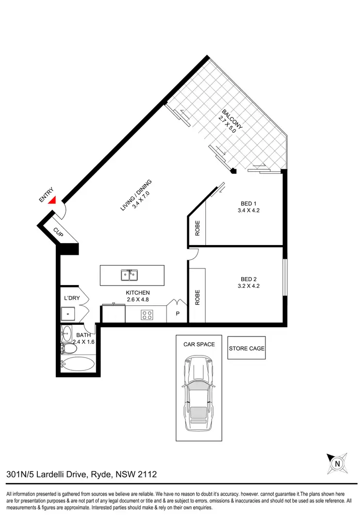Floorplan of Homely apartment listing, 301N/5 Lardelli Drive, Ryde NSW 2112