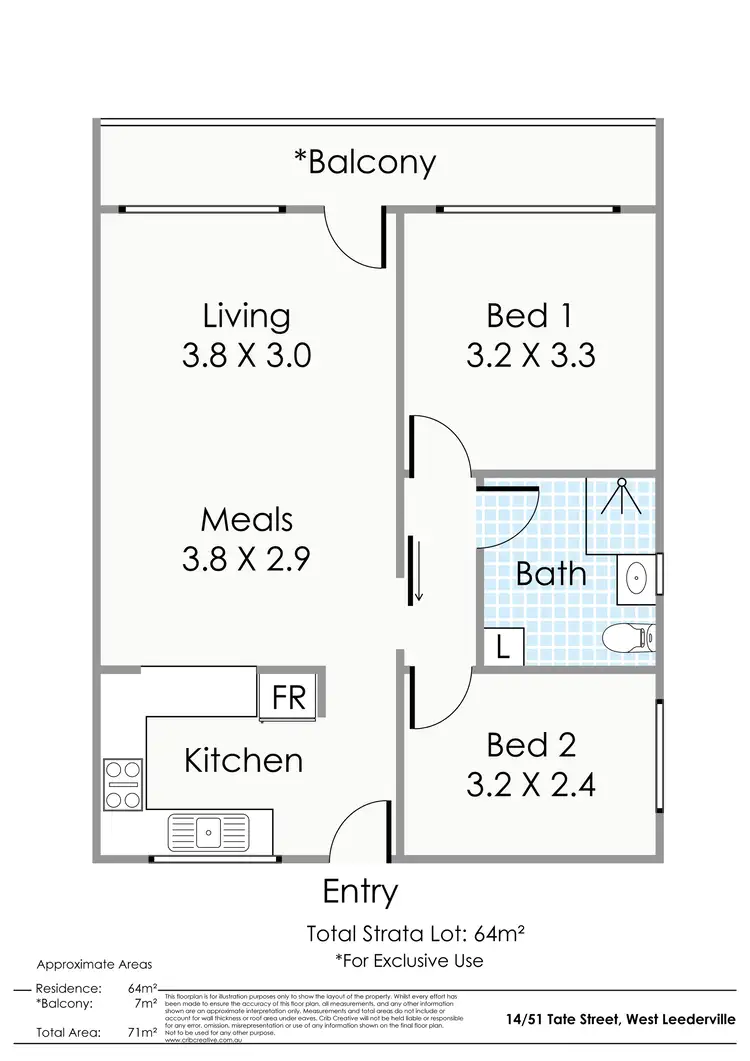 Floorplan of Homely apartment listing, 14/51 Tate Street, West Leederville WA 6007