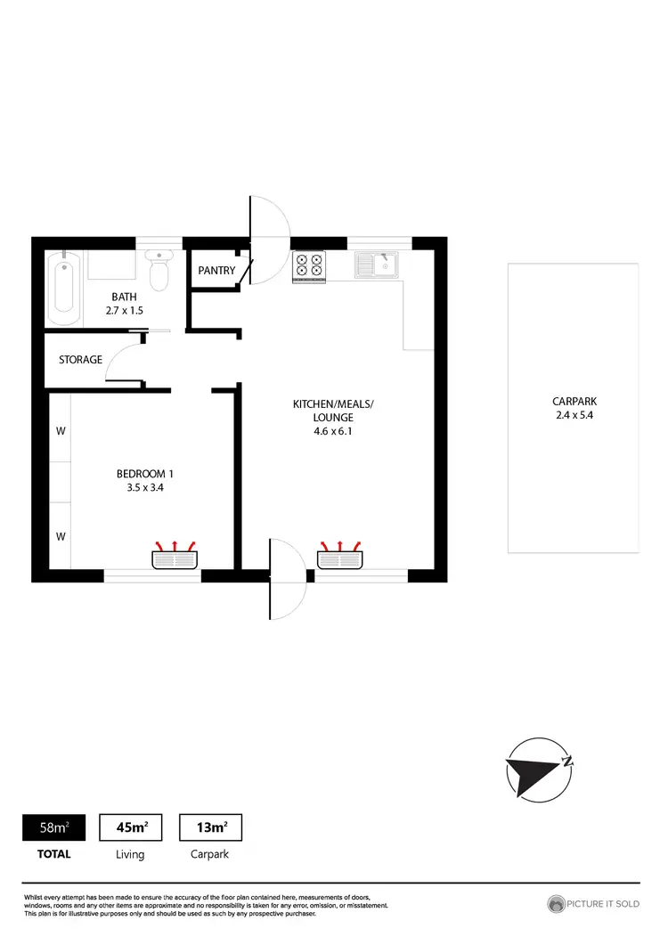 Floorplan of Homely unit listing, 1/10 Albert Street, Semaphore SA 5019
