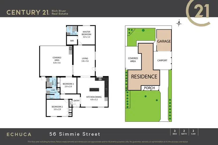 Floorplan of Homely house listing, 56 Simmie Street, Echuca VIC 3564