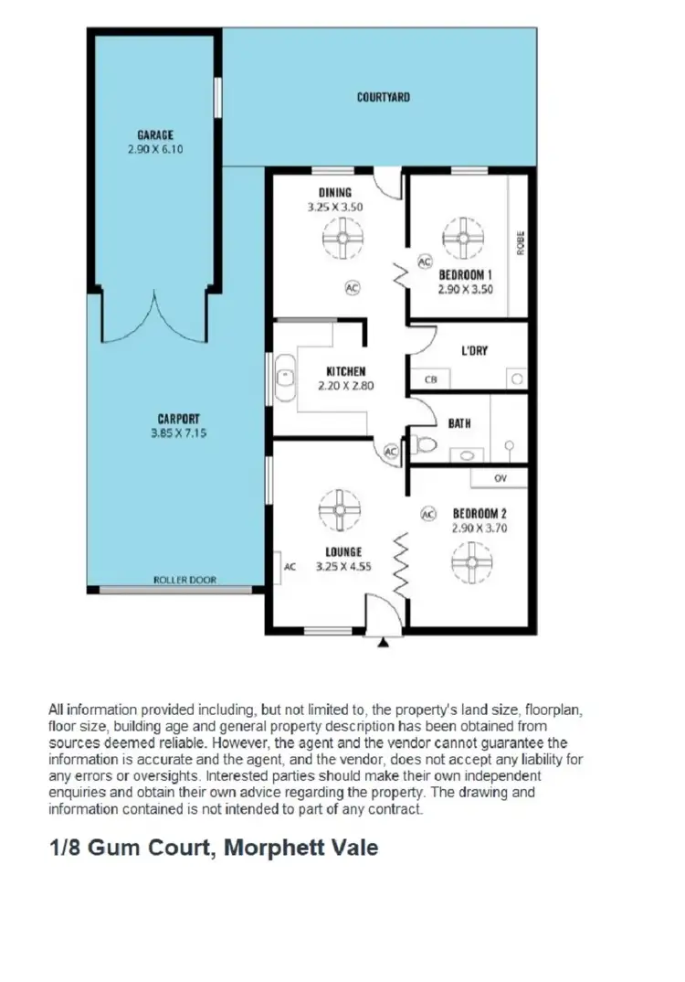 Floorplan of Homely unit listing, 1/8 Gum Court, Morphett Vale SA 5162