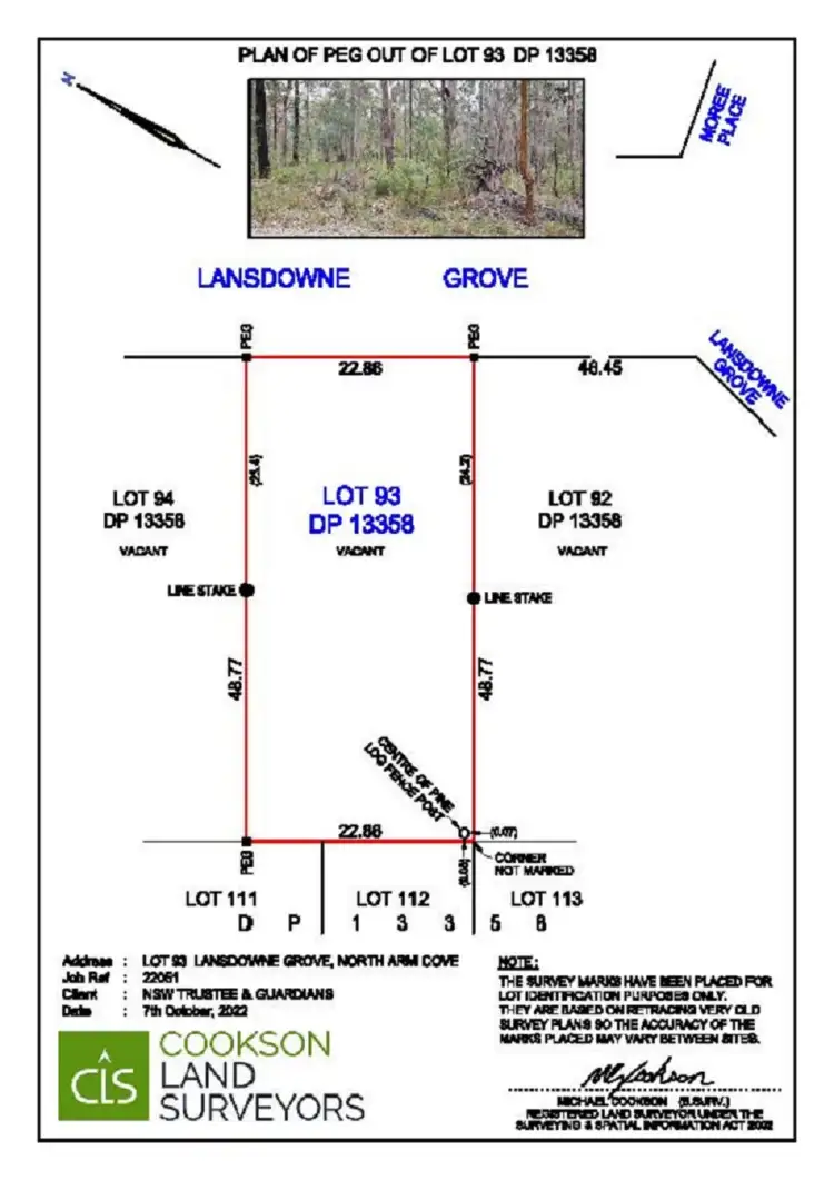 Floorplan of Homely land listing, 93 Lansdowne Grove, North Arm Cove NSW 2324