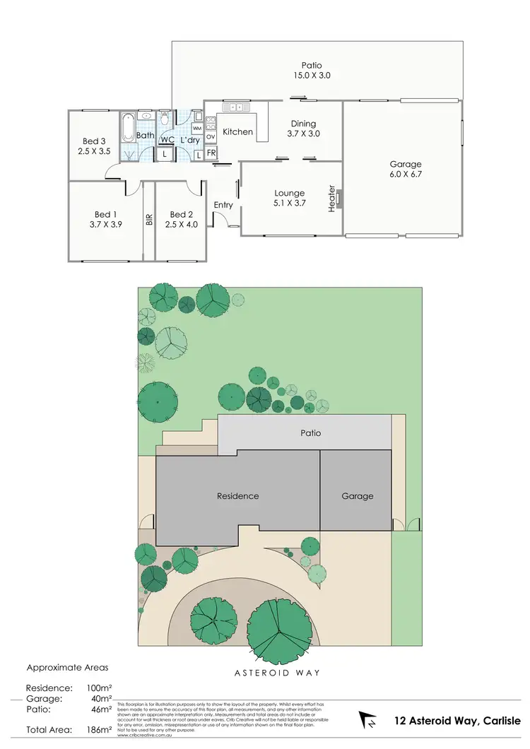 Floorplan of Homely house listing, 12 Asteroid Way, Carlisle WA 6101