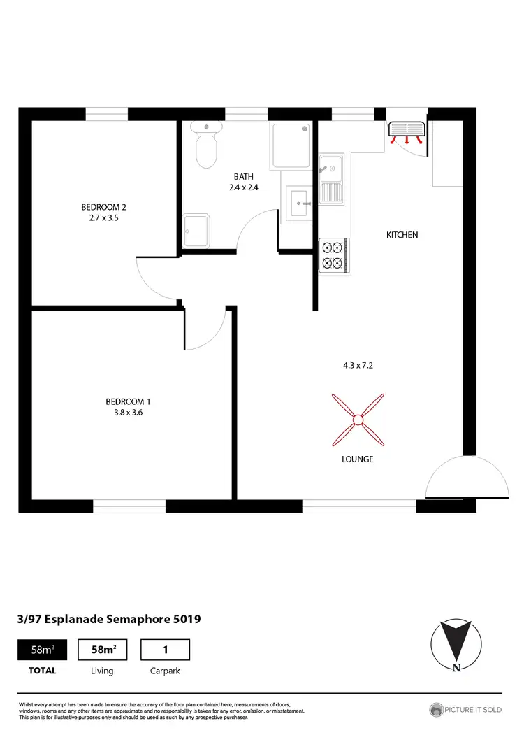 Floorplan of Homely unit listing, 3/97 Esplanade, Semaphore SA 5019