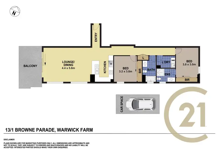 Floorplan of Homely apartment listing, 13/1 Browne Parade, Warwick Farm NSW 2170