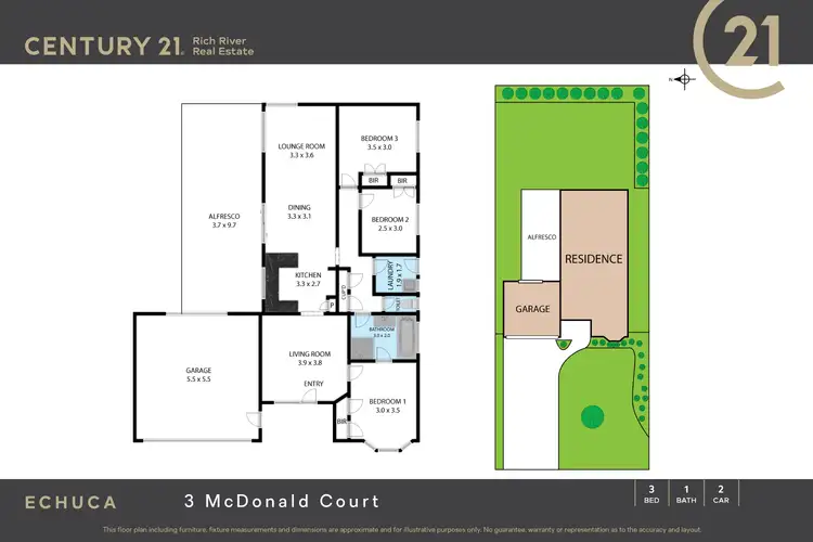 Floorplan of Homely house listing, 3 Mcdonald Court, Echuca VIC 3564