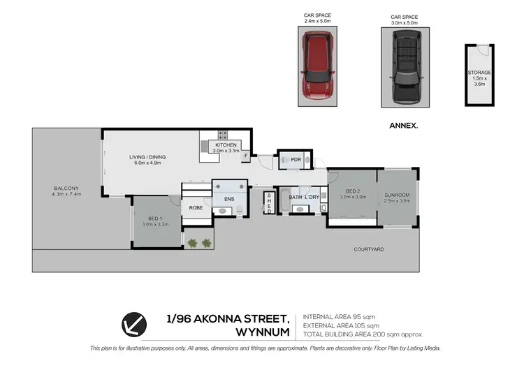 Floorplan of Homely apartment listing, 1/98 Akonna Street, Wynnum QLD 4178